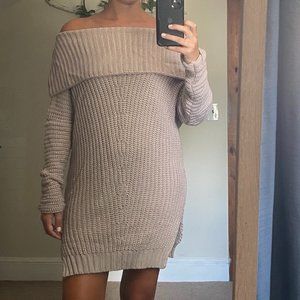 Off the Shoulder Sweater Dress